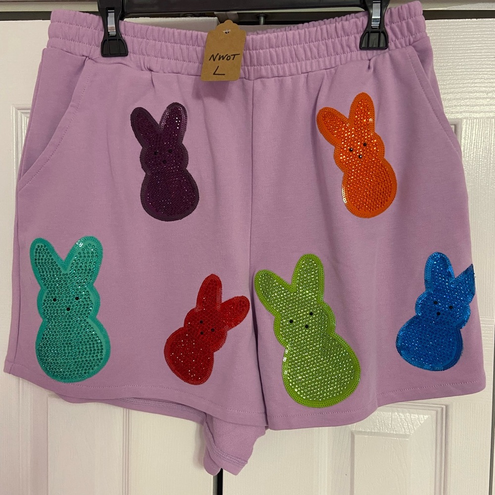 QOS Queen of Sparkles Peeps Lavender shorts